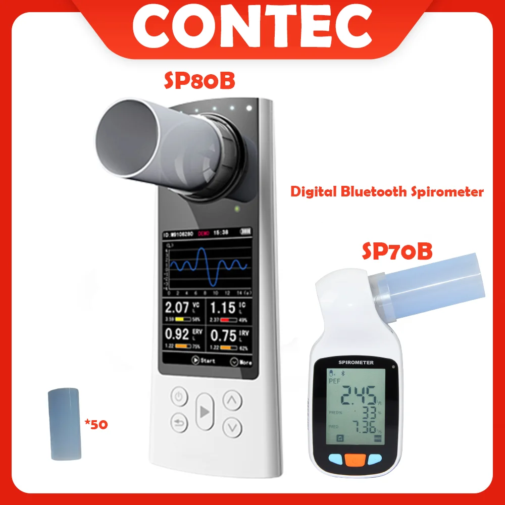 CONTEC SP80B/SP70B Digital Bluetooth Spirometer Lung Breathing Diagnostic Vitalograph Spirometry + APP