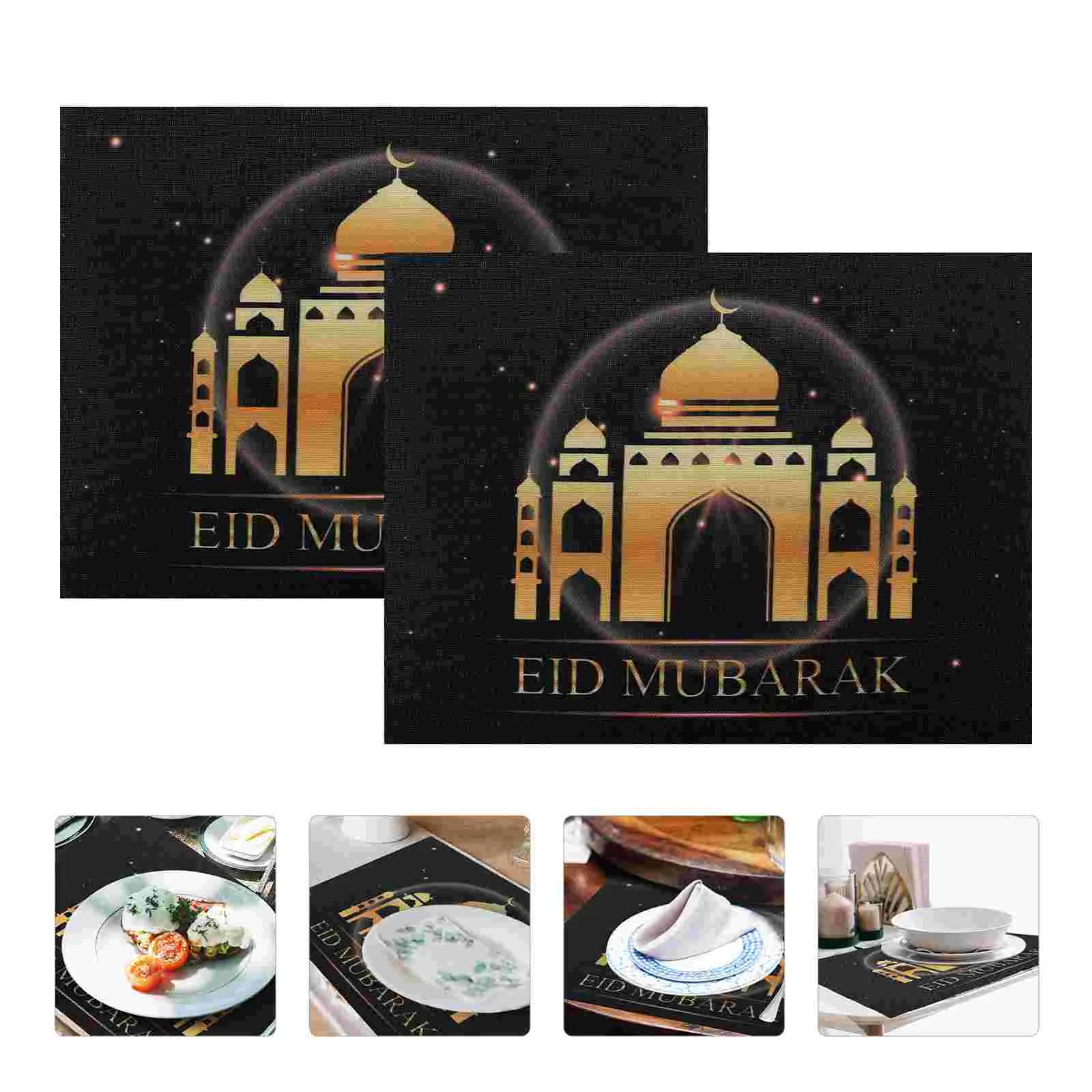

Table Mubarak Eid Placemats Ramadan Islamic Mats Runner Coasters Runners Decoration Muslim Coaster Square Place Mat