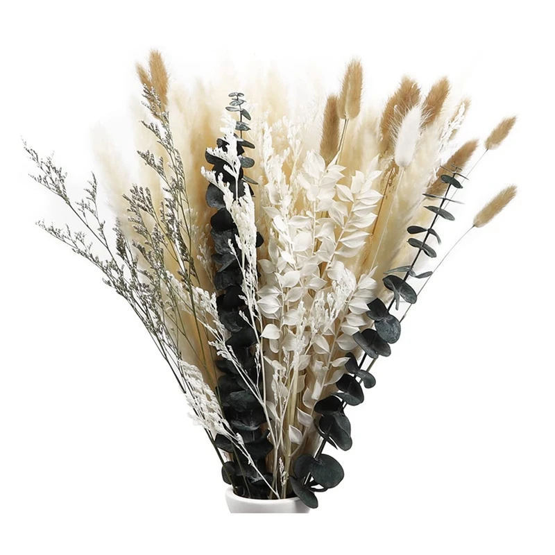 

45PCS Boho Decor Dried Flowers Natural Fluffy Dried Flowers For Home Decor Boho Bathroom Decor, Office Decor