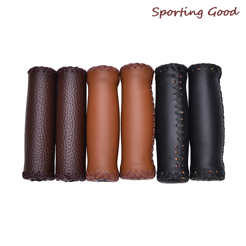 

1Pair Vintage Retro Artificial Leather Cycling Riding MTB Road Mountain Bike Bicycle Handlebar Grip Ends Coffee White Brown