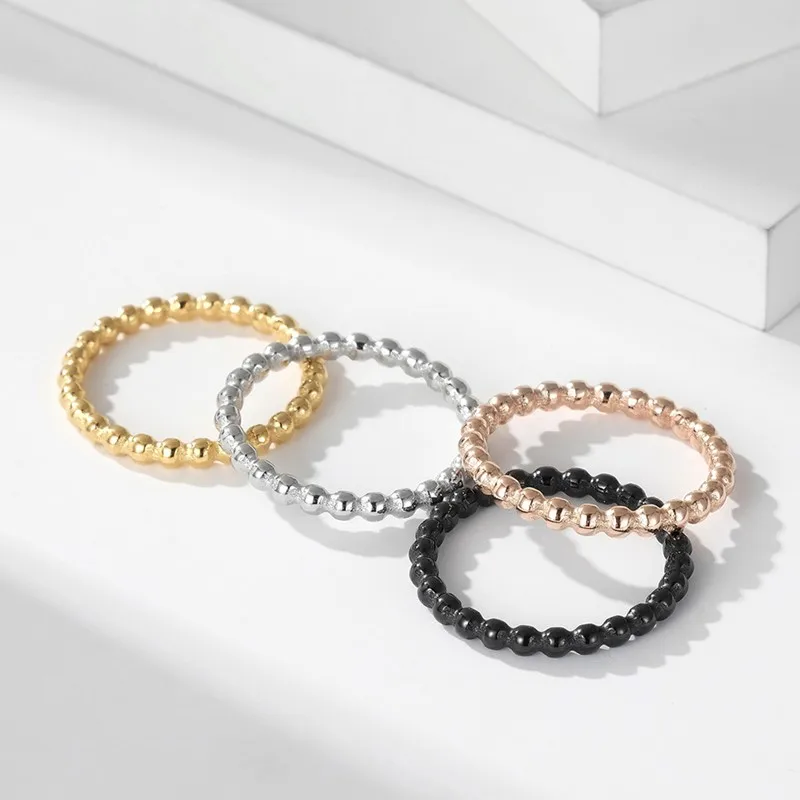 

2mm Stainless Steel Stackable Ring Beads Eternity Band for Women Girl Size 5-11