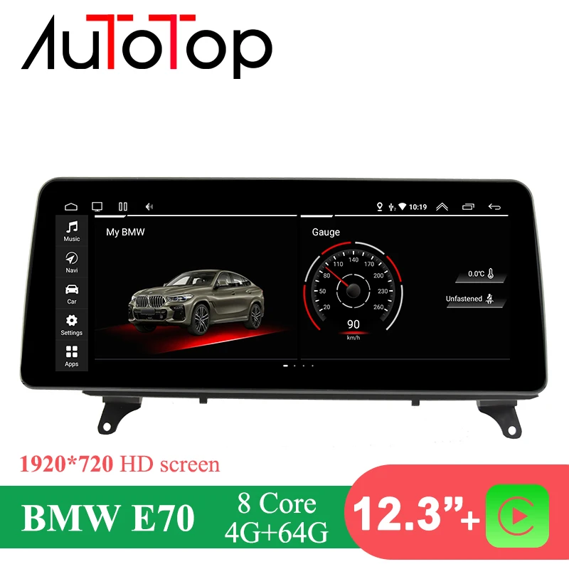 

AUTOTOP 12.3" 4G+64G Android Monitor Car Stereo For BMW X5 E70 X6 E71 CCC CIC 2007-2013 Original System GPS Navigation Carplay