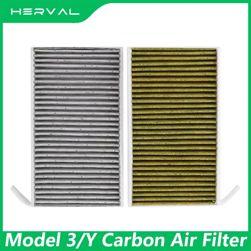 

Herval for Tesla Model 3 Carbon Air Filter 2 Pieces Set Air Conditioner Filter Element Replacement Accessories