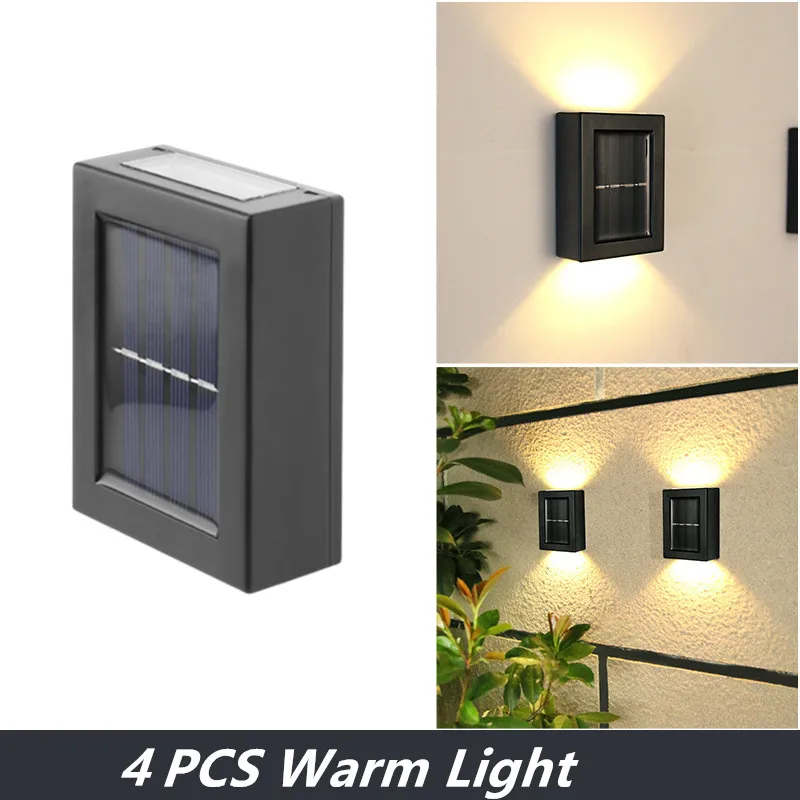 

4Pcs Solar Wall Light Exterior Sensor Streetlights Garland Light Solar Waterproof Lamp Garden Decoration LED IP65 Lighting Solar