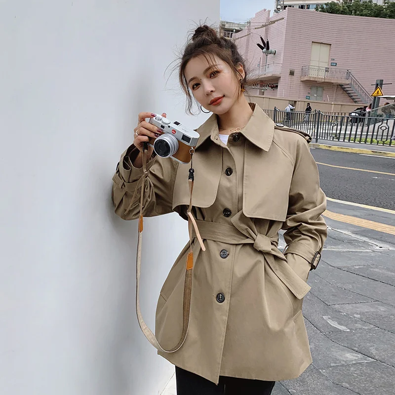 

Маленькая ветровка женская короткая одежда весна-осень 2022 Новое поступление модное темпераментное британское пальто рекомендую молодых