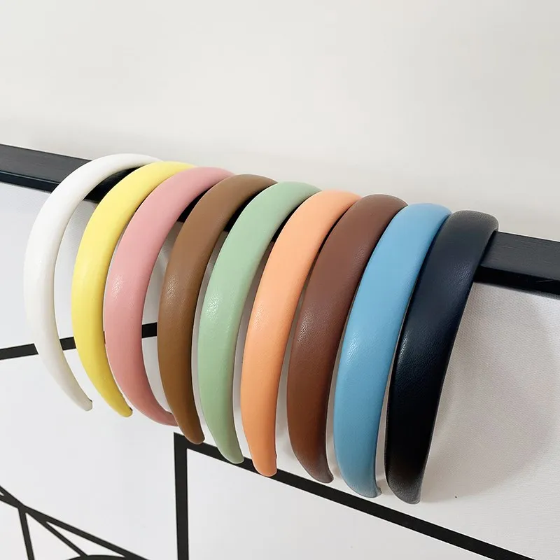 

Candy Colors PU Leather Headband Hairbands Solid Headwear for Women Girls Fashion Hair Band Chic Hair Hoop Hair Accessories