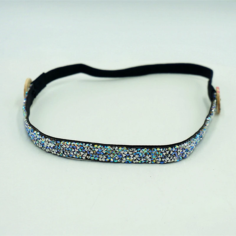 

Bohemian Rhinestone Hair Band Women Ear-proof Button Sports Button Headband Tight Flashing Non-slip Elastic Hair Accessories