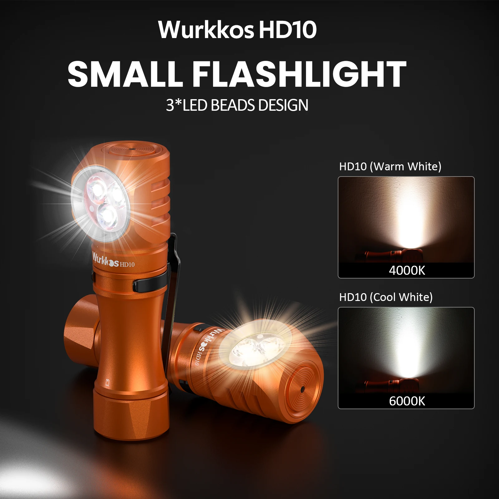 Фото Фонарь Wurkkos HD10 Mini EDC, легкий, регулируемый, с магнитным основанием, IP68, 1200 лм, с интерфейсом Anduril 2 UI, для походов и велоспорта №1