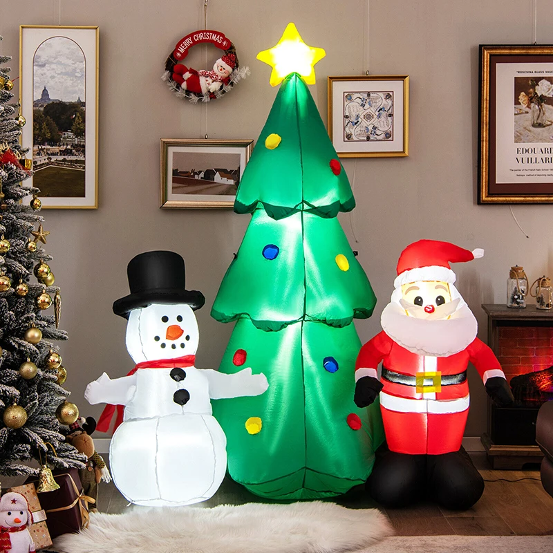 

6 Feet Christmas Inflatables Giant Santa Claus Combo Decoration Outdoor Garden Party Supplies Holiday DIY Decorations