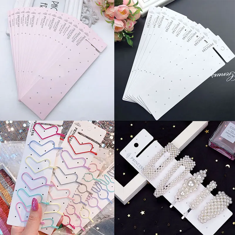 

10-50pcs 6x21cm Long Display Paper Card Multiple Card Slots Cardboard Holder For DIY Jewelry Hairclip Hairband Packaging Tag