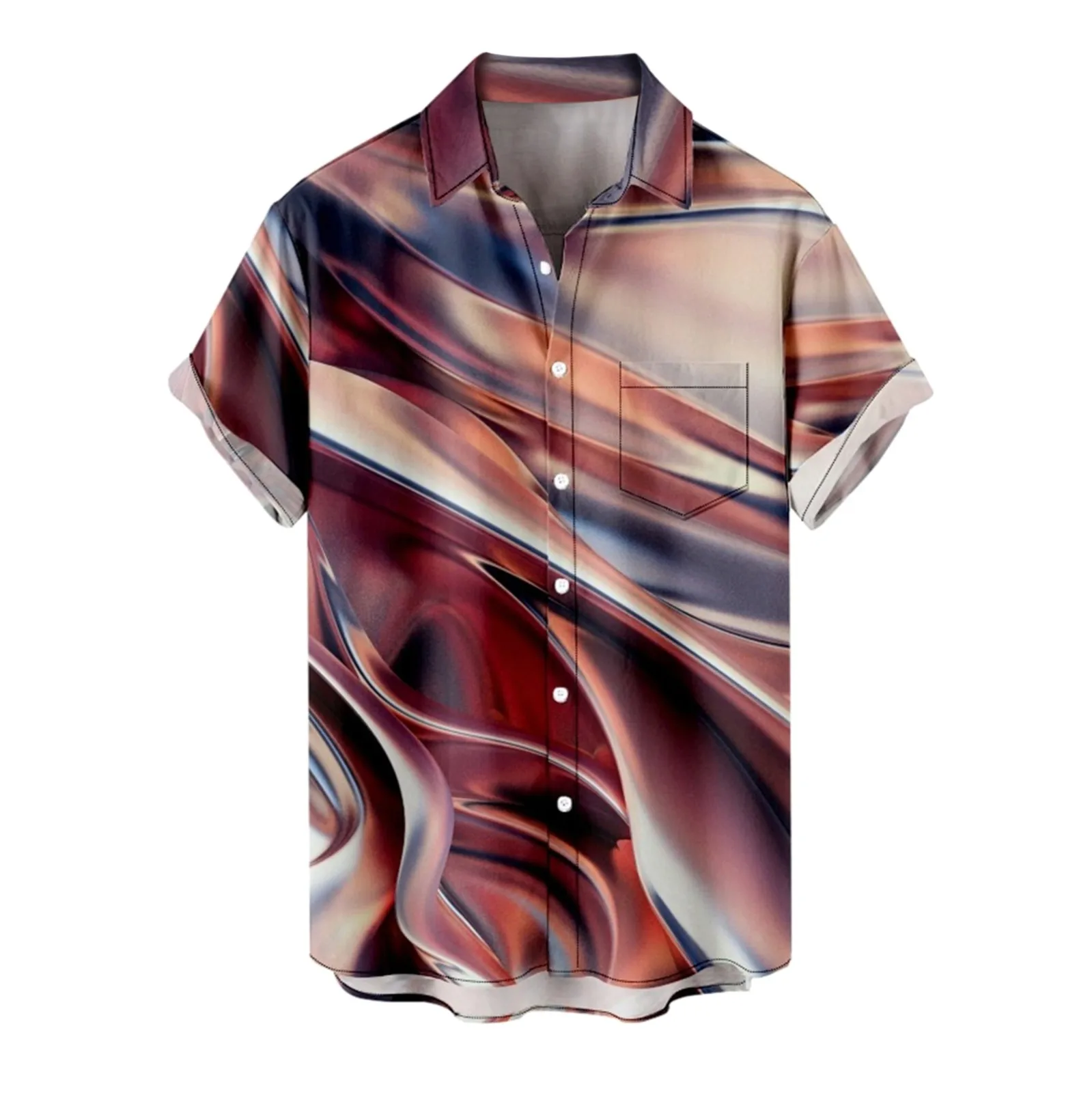 Мужская пляжная рубашка с коротким рукавом цветочным принтом |