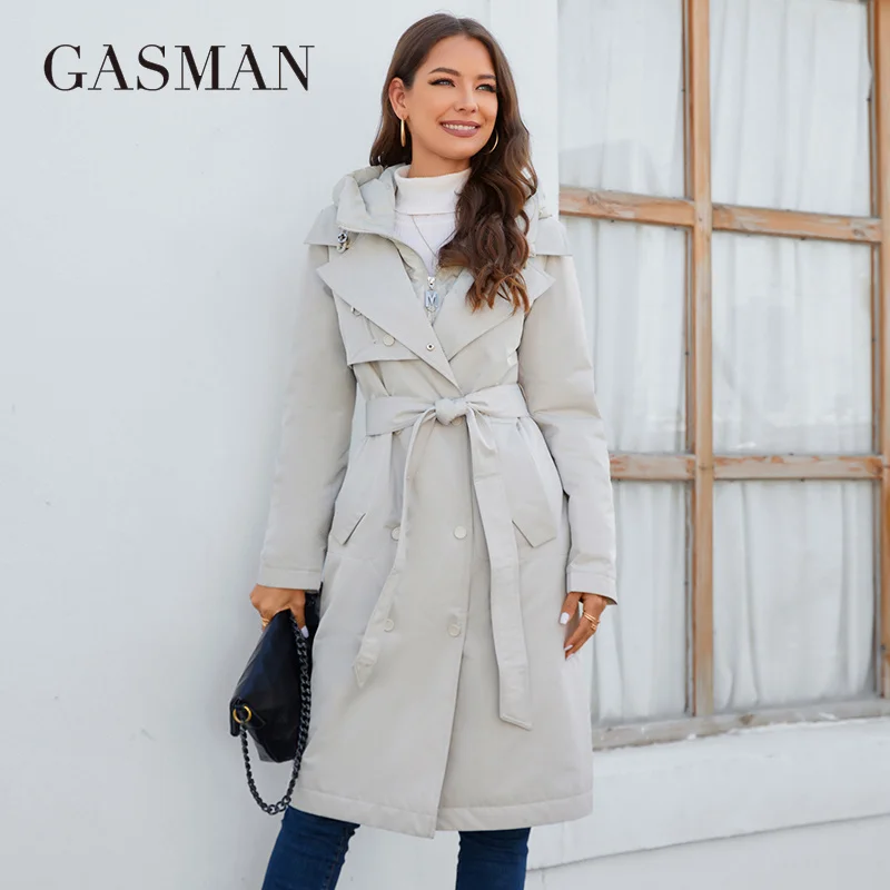 

GASMAN 2023 Brand Fashion Women's spring Down jacket Autumn Women Coat Long parka women's jackets female Thin Cotton 8356