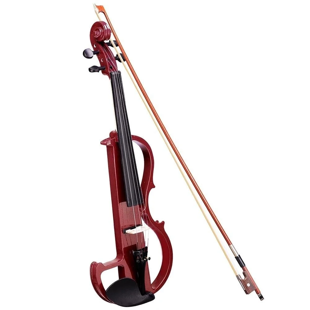 Silent Practice Electric Violin 4/4 Size Fiddle Full Size Solidwood Strings Bridge Preamp V+T Control Cable Lead Free Bow Case enlarge