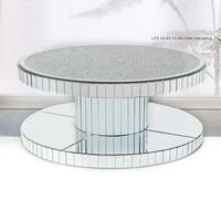2021 high quality modern mirrored furniture round sparkle crush diamond coffee table for home use