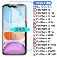 3pcs 9h protective glass for apple iphone 13 12 mini 11 pro xs max x xr tempered screen protector for iphone 8 7 6 6s plus glass