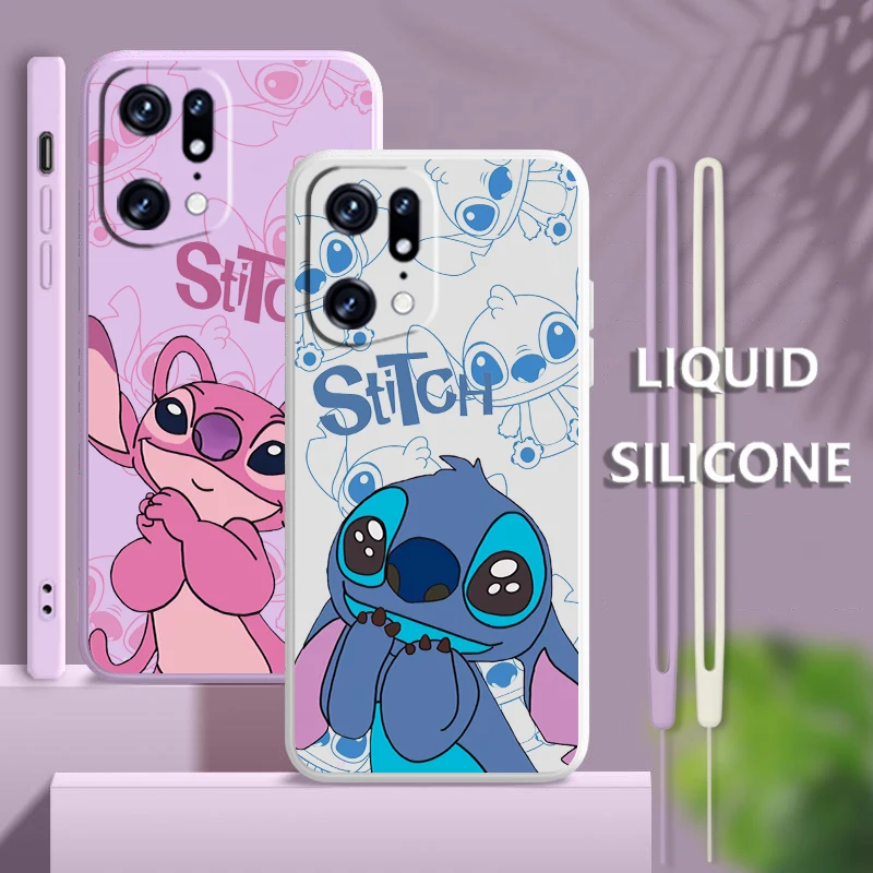 

Anime Stitch Lilo For OPPO Find X5 X3 X2 neo Pro Lite A5 A9 2020 A53 A53S A96 A94 A4G 5G Liquid Rope Phone Case Coque Capa Funda