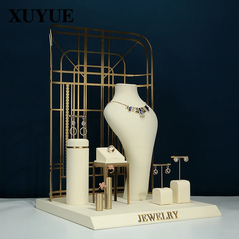 

Новинка, реквизит для ювелирных изделий, демонстрационная стойка, металлический супер переключатель, бежевое ожерелье, кольцо, ювелирное окно, демонстрационная стойка для ювелирных изделий