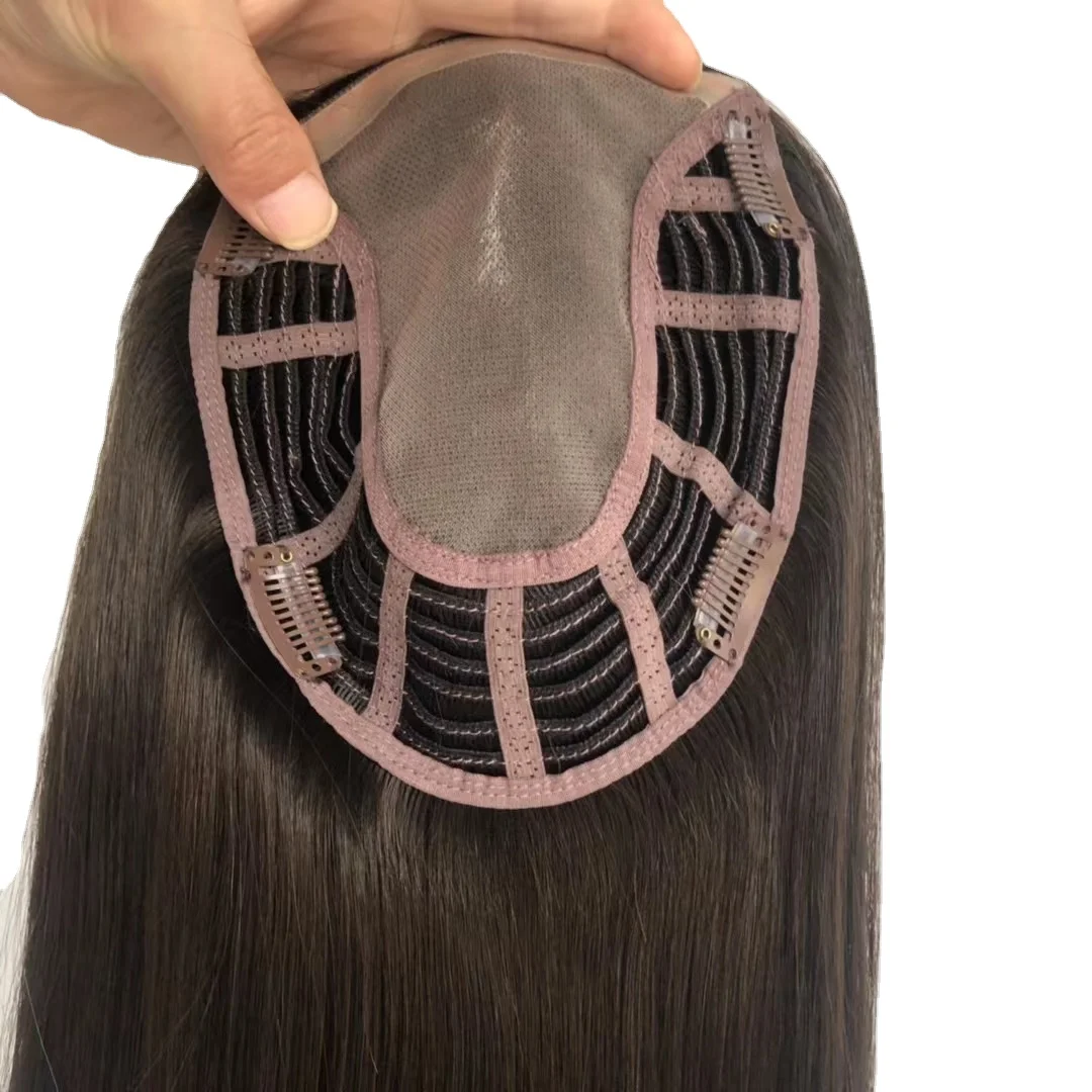 Hstonir European Remy Hair Topper Kosher Closure Wig for Women Toupee Mono Lace Fall Wig Human Hair Toppers TP18