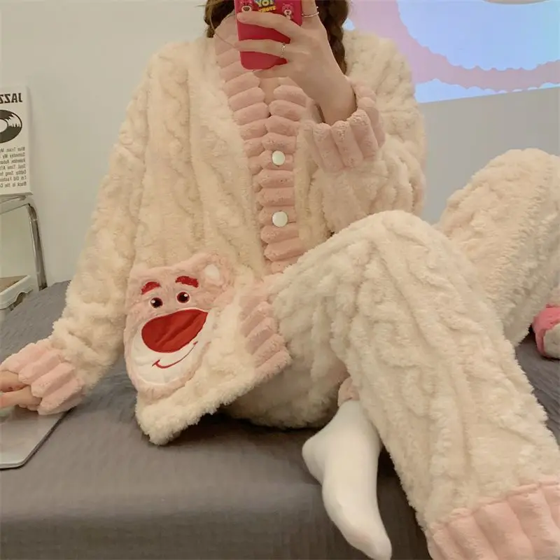 

Kawaii Disney аниме хобби лотсо Linabell пижамы женские осень и зима утепленная бархатная верхняя одежда зимняя домашняя одежда