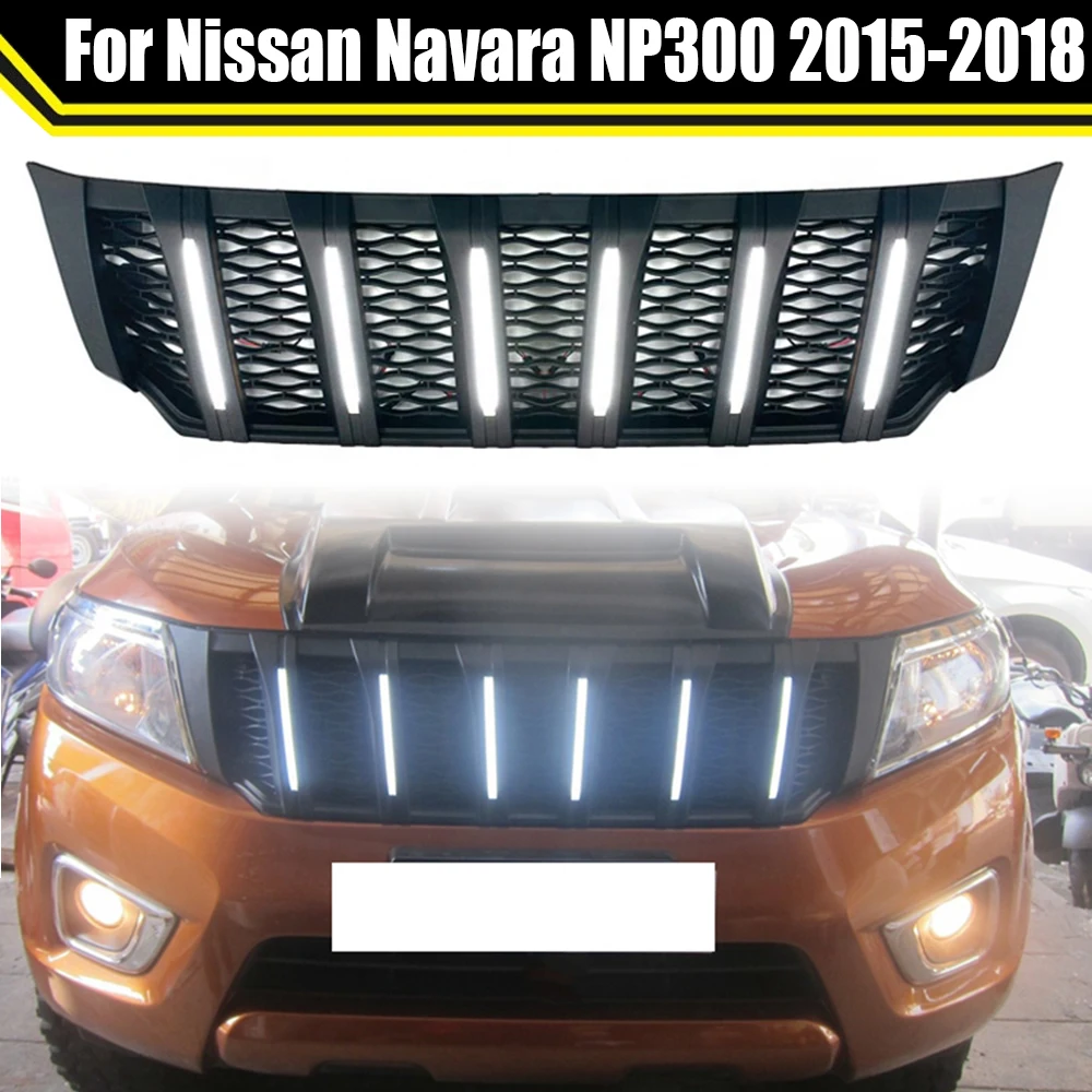 

Car Modified Front Racing Grille Upper Bumper Cover Grilles Mesh Grill For Nissan Navara NP300 2015 2016 2017 2018 Auto Parts