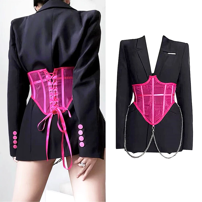 

Korea Fashion New In Outerwears Women's Blazers Black Suit Jacket Lace Up Corset Autumn Winter Jackets For Women Clothes SL316