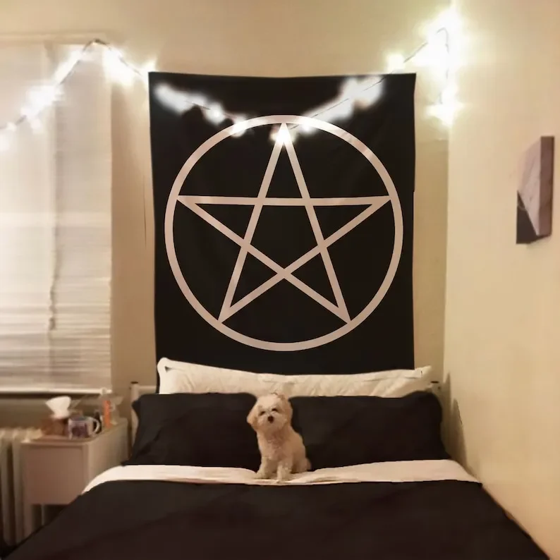 

Гобелен в виде пятиконечной звезды, гобелен в виде вокана, оккультный гобелен, волшебное украшение для спальни черной девочки, товары для творчества