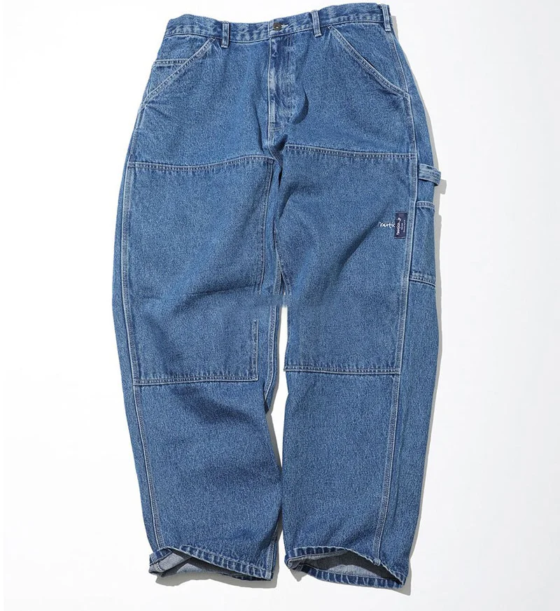 

Heavyweight NAUTICA Fashion Retro Splicing Embroidery Dilapidated Washing Baggy Pocket Men's Denim Trousers