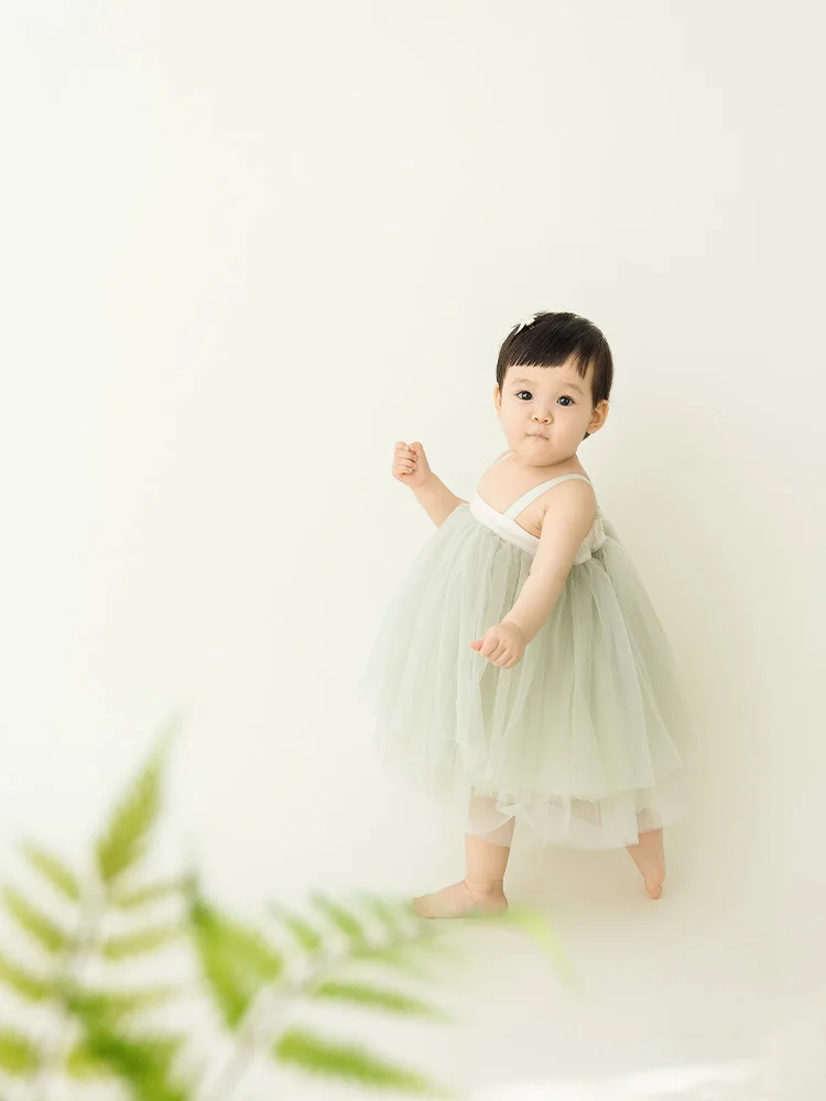 Платье для девочек платье фотосъемки зеленая сетка пушистые подтяжки юбка