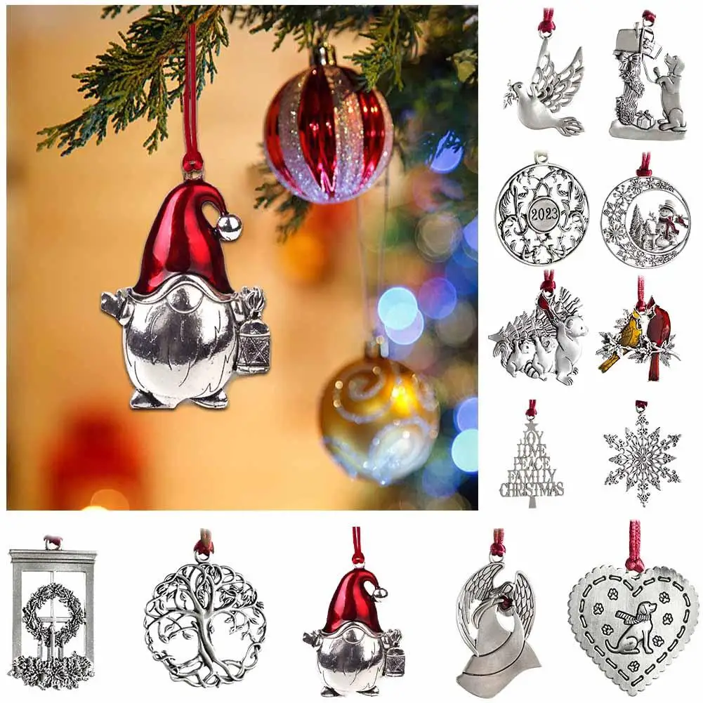 

Christmas Santa Claus Pendants Decoration Alloy Elk Tree Bell For Christmas Tree Pendant Wall Metal Ornament Party Decorati Z1E3