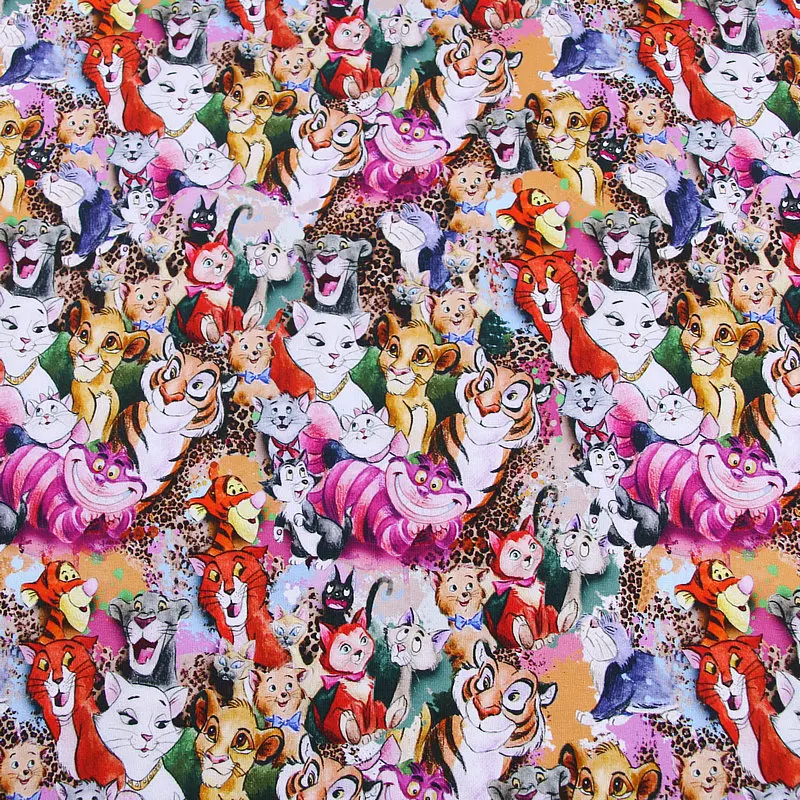 Сказочная хлопковая ткань Disney с изображением кота Мари и далматинской тематики