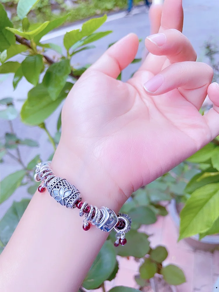 Тяжелая промышленность стерлинговое серебро ретро натуральный гранат