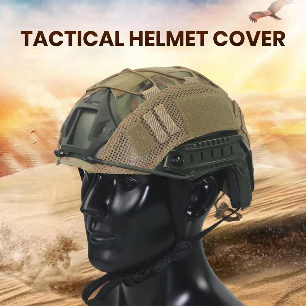 

Tactical Helmet Cover with Elastic Strap Waterproof Wear Resistant Fastening Tape Non-reflective Helmet Cover