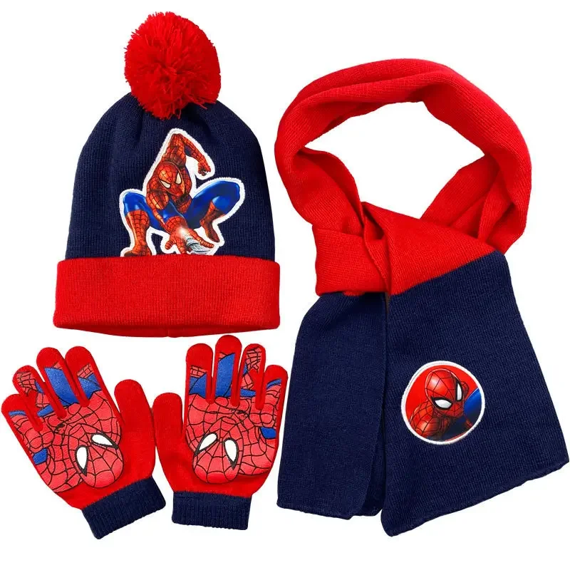 

Мстители Человек-паук мультфильм анимация изысканный Универсальный осень и зима теплая вязаная шапка шарф перчатки Подарочный набор из трех предметов