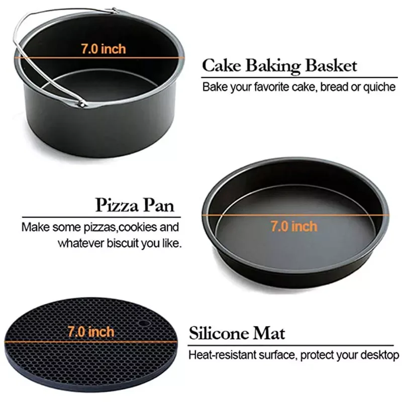 

12pcs/set 7 Inch/8 Inch Stainless Steel Air Fryer Accessories for Gowise Phillips Cozyna Secura Fit Airfryer 3.7 4.2 5.3 5.8QT
