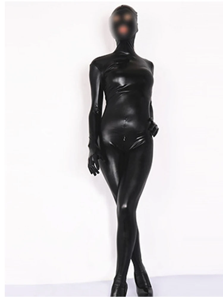 

Женское боди из искусственной кожи, колготки, косплей, молния, открытая промежность, цельный корректирующий костюм, имитация латекса, гелев...