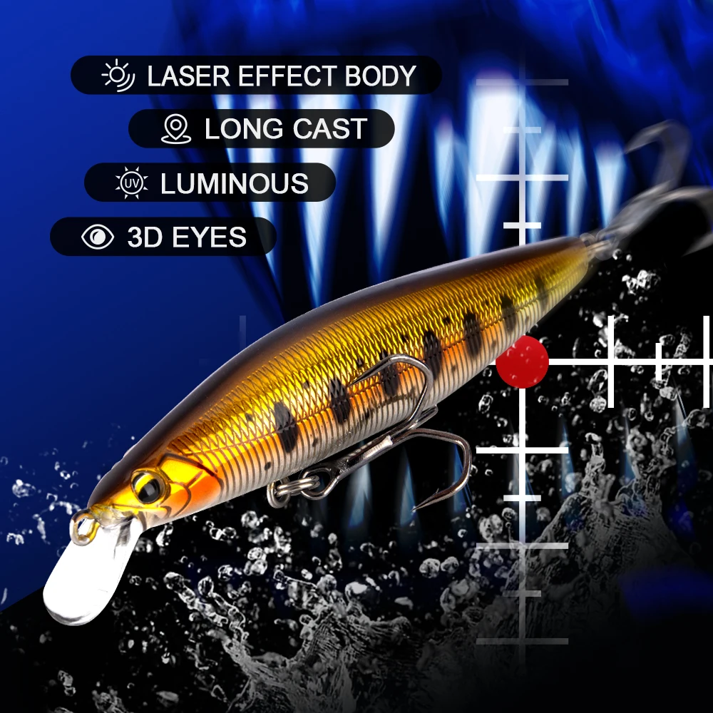 

HONOREAL TARGET005 90mm 10g 0-1m Floating sea freshwater custom hardbody minnow lures fishing