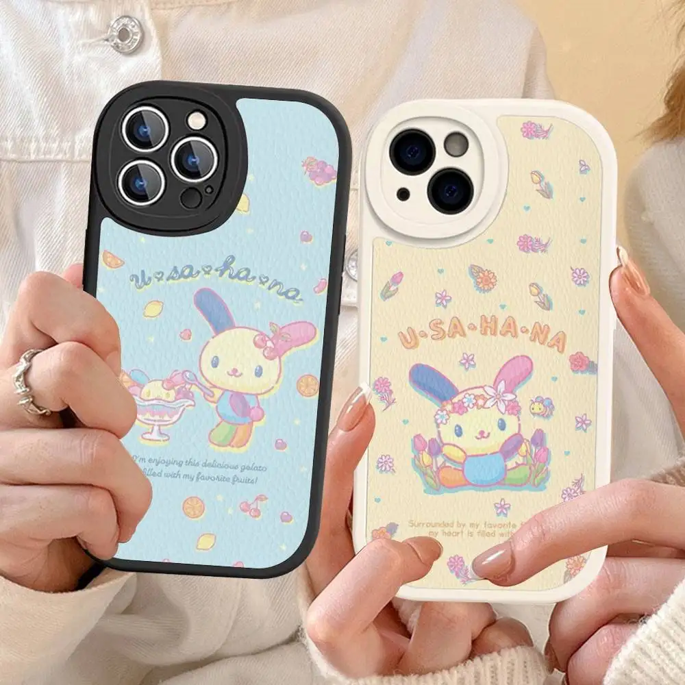 Фото Кожаный чехол Rainbow Bunny USA HaNaS для iPhone 16, 15, 14, 16E, 13, 12, 11 Pro Max Plus №3