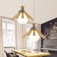 Modern Led Wooden Glass Ceiling Pendant Hanging Lights Dining Room Bedroom Living Room Table Decor Lamp
