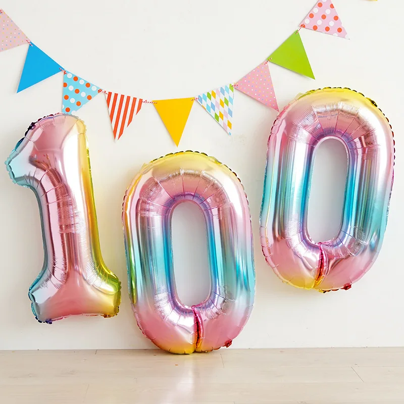 

32inch Gradient Number Foil Balloons Large Helium Globos Birthday Party Wedding DIY Decorations Digit Figure Ballon