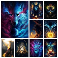diy 5d diamond painting fantasy animals wolf lion tiger cross stitch kit full drill square embroidery mosaic art picture decor