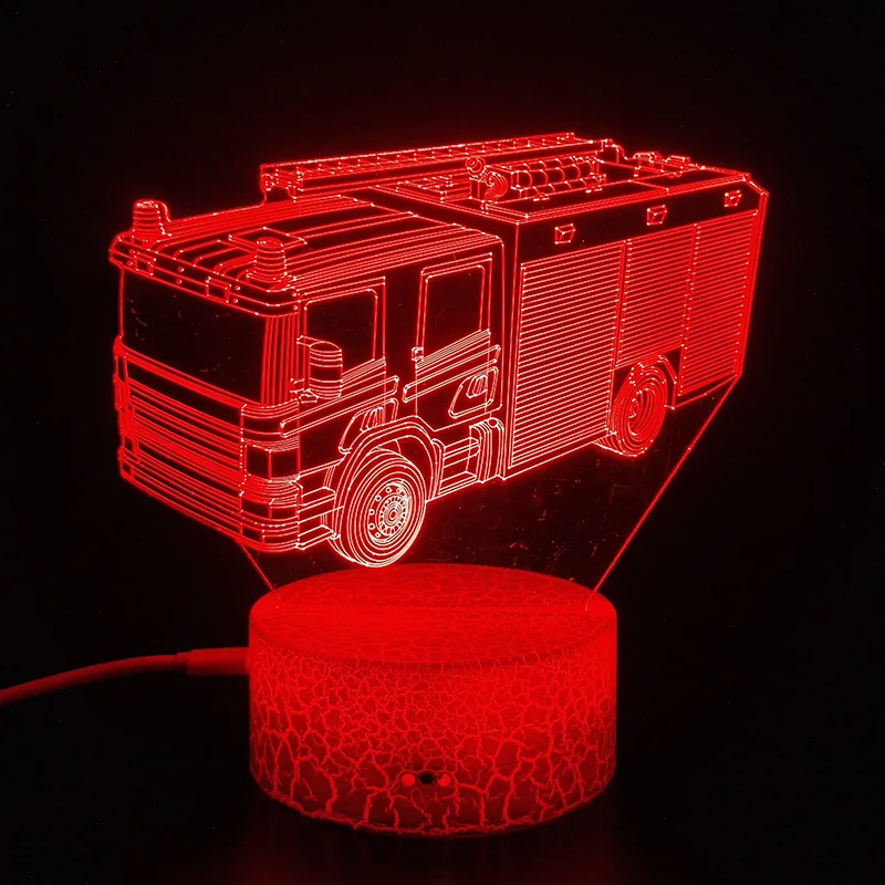 3D иллюзия Лампа грузовик Танк экскаватор игрушки акриловый светодиодный