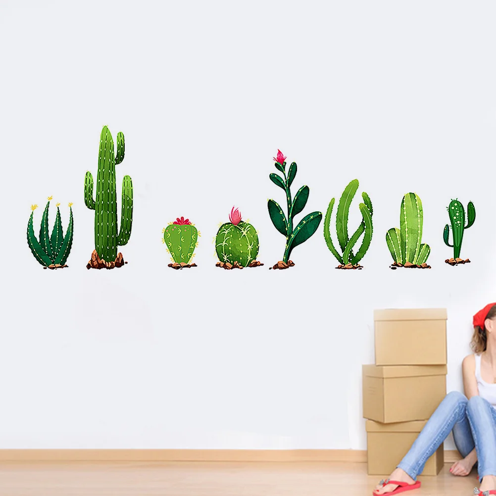 

Beautiful Cactus Wall Sticker Creative Wall Paste Decal Removable Decals DIY Sticker for Bedroom