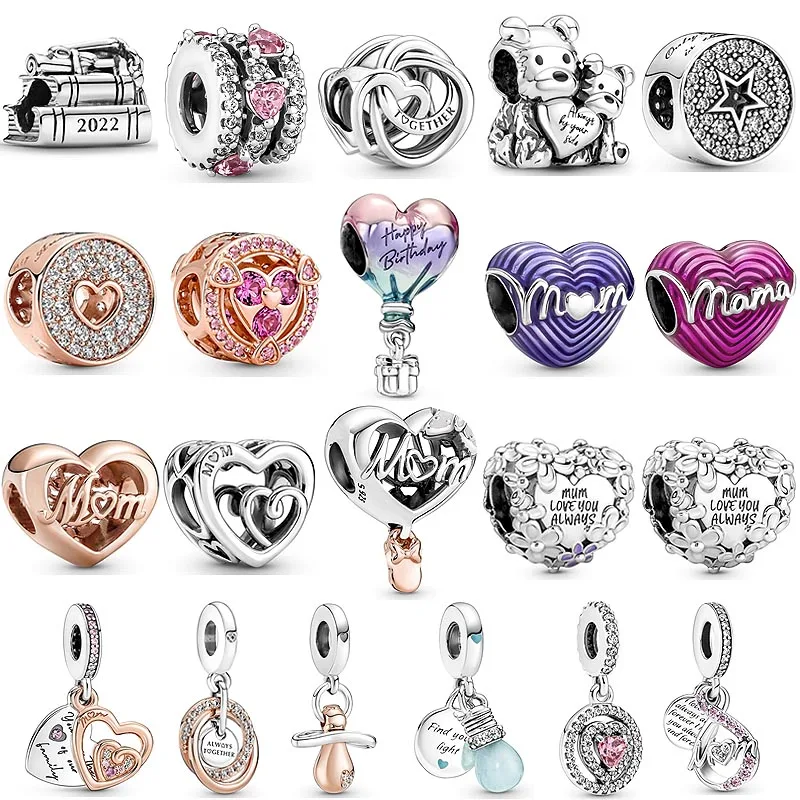 

Rose Enamel Radiant Love Mom Heart Family Forever Mom Puppy Charm Women Beads Fit Fashion Bracelet DIY Jewelry