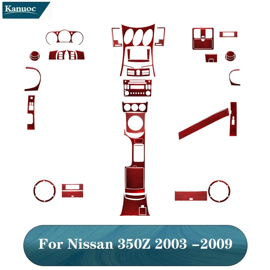 

Красные наклейки из углеродного волокна, различные детали для Nissan 350Z 2003 2004 2005 2006 2007 2008 2009, аксессуары для интерьера автомобиля