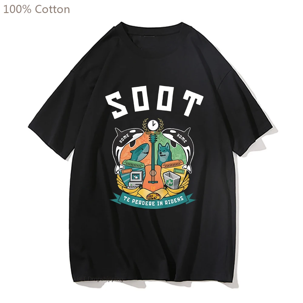 Wilbur Wilbur-Soot T-shirt Dream Smp Team Merch Tshirt Summer Short Sleeve Mens Tee-shirt Soot Cartoon Graphic Tees 100% Cotton