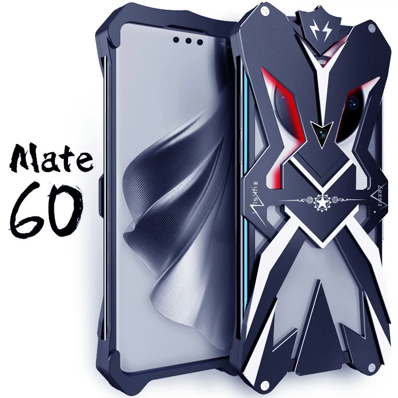 

Original Luxury Armor Metal Aluminum Phone Cases For Huawei Mate 60 Mate60 Pro Cover Mechanical Purely Handmade Skull Case