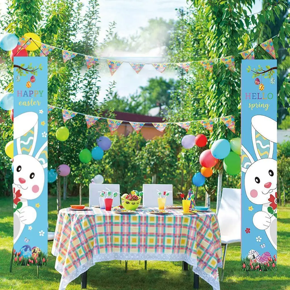 Easter Door Banner Bunny Easter Garlands Carrot Rabbit Happy Easter Day Decor For Home 2022 Welcome Spring Colorful Eggs Su O1G9