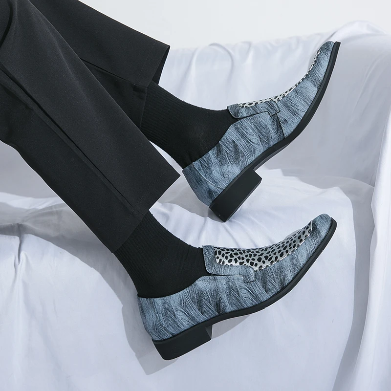 Лоферы мужские с заостренным носком искусственная кожа низкий каблук