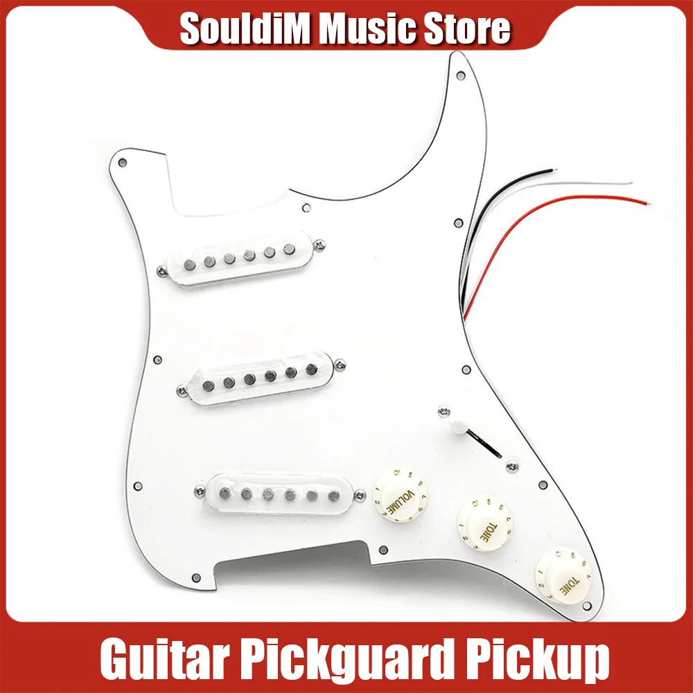 Pastillas De golpeador de guitarra eléctrica, color rojo/blanco, perla, blanco, precableado, 11 agujeros, SSS
