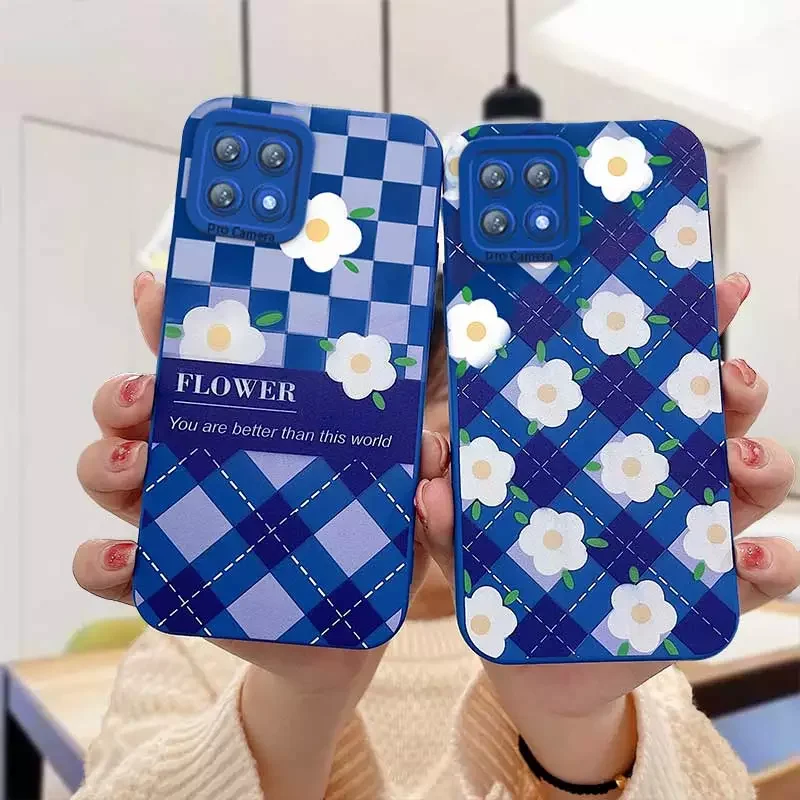 

Soft Silicone TPU Cases for Realme C21Y C3 C3i 7i 5S 5 5i 6i C11 C20 C20 C15 C12 C11 2021 blue lucky flower design phone cover